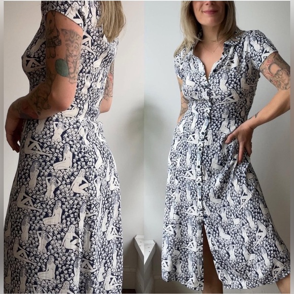 Reformation Dresses & Skirts - Reformation Wilma Naturale Blue and White Dress